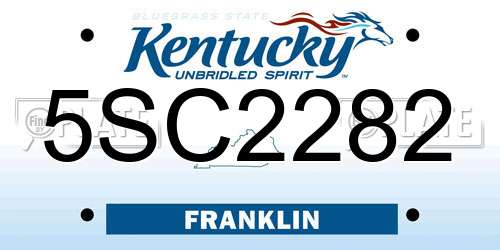 5SC2282 Kentucky License Plate