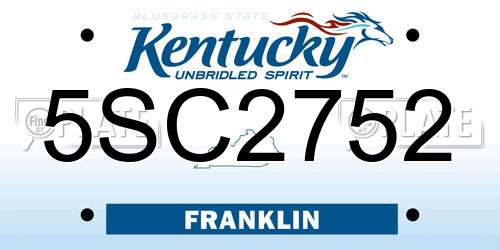 5SC2752 Kentucky License Plate
