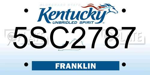 5SC2787 Kentucky License Plate