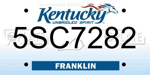 5SC7282 Kentucky License Plate
