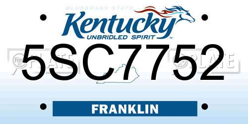 5SC7752 Kentucky License Plate