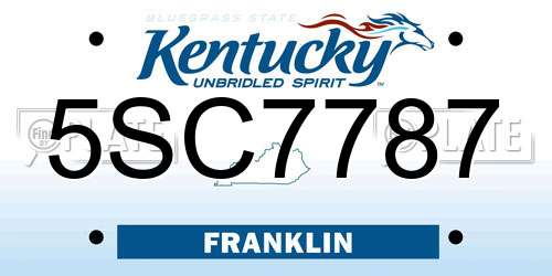 5SC7787 Kentucky License Plate