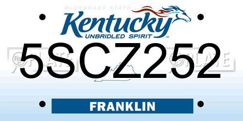 5SCZ252 Kentucky License Plate