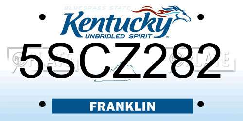 5SCZ282 Kentucky License Plate