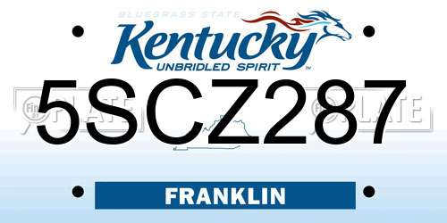 5SCZ287 Kentucky License Plate