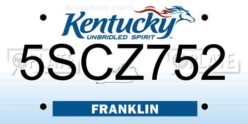 5SCZ752 Kentucky License Plate