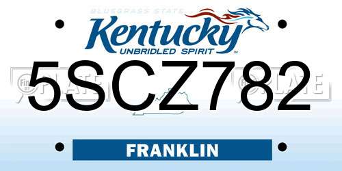 5SCZ782 Kentucky License Plate
