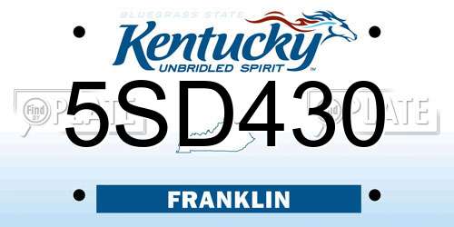 5SD430 Kentucky License Plate