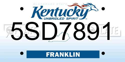 5SD7891 Kentucky License Plate