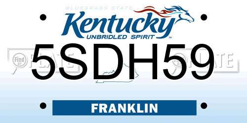 5SDH59 Kentucky License Plate