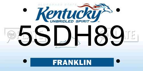 5SDH89 Kentucky License Plate