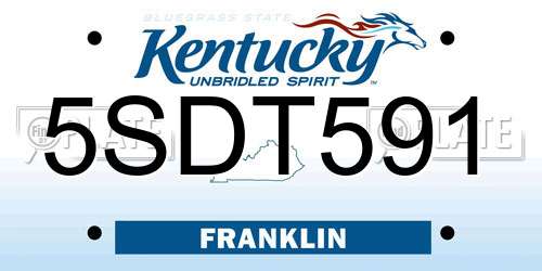 5SDT591 Kentucky License Plate