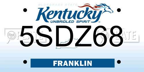5SDZ68 Kentucky License Plate
