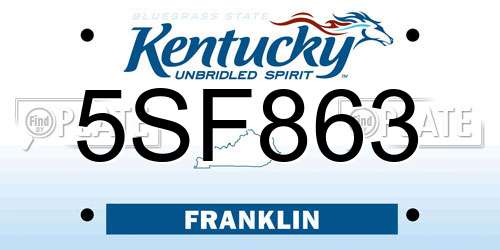 5SF863 Kentucky License Plate
