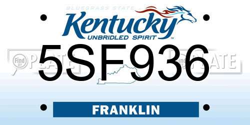5SF936 Kentucky License Plate