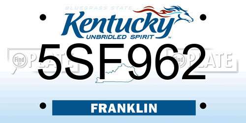 5SF962 Kentucky License Plate