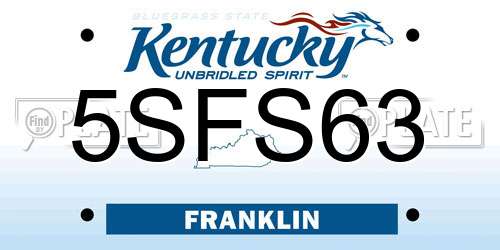 5SFS63 Kentucky License Plate