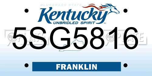 5SG5816 Kentucky License Plate
