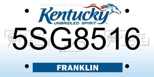 5SG8516 Kentucky License Plate