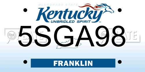 5SGA98 Kentucky License Plate