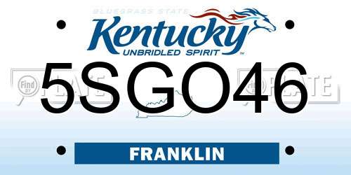 5SGO46 Kentucky License Plate