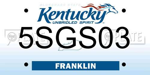 5SGS03 Kentucky License Plate