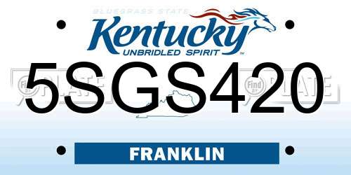 5SGS420 Kentucky License Plate