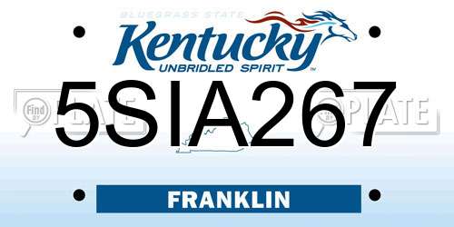 5SIA267 Kentucky License Plate