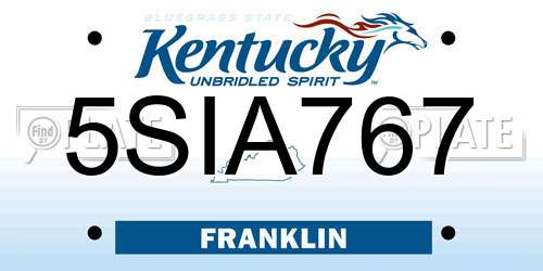 5SIA767 Kentucky License Plate