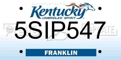 5SIP547 Kentucky License Plate