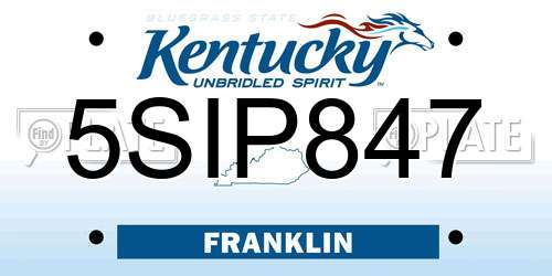 5SIP847 Kentucky License Plate