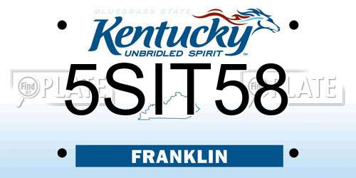 5SIT58 Kentucky License Plate