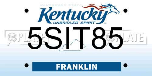 5SIT85 Kentucky License Plate