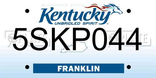 5SKP044 Kentucky License Plate