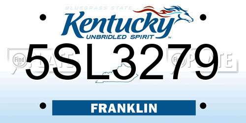 5SL3279 Kentucky License Plate