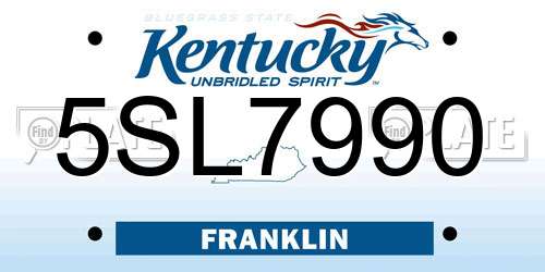 5SL7990 Kentucky License Plate