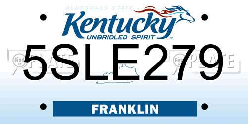 5SLE279 Kentucky License Plate