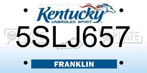 5SLJ657 Kentucky License Plate