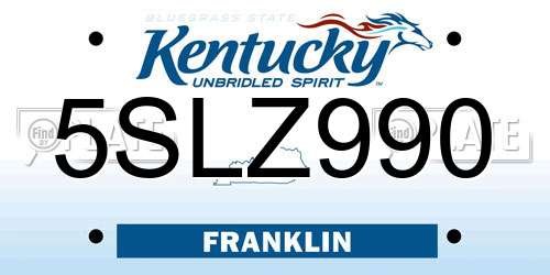5SLZ990 Kentucky License Plate