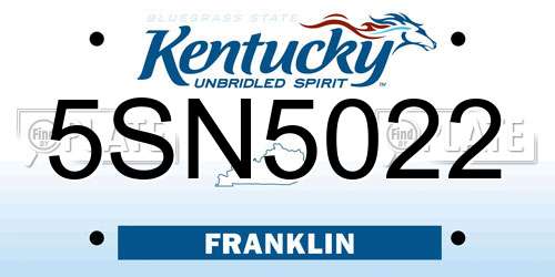 5SN5022 Kentucky License Plate
