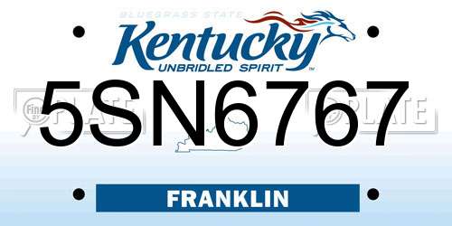 5SN6767 Kentucky License Plate