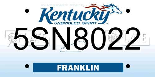 5SN8022 Kentucky License Plate