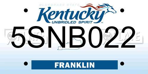 5SNB022 Kentucky License Plate