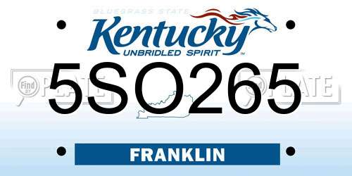 5SO265 Kentucky License Plate