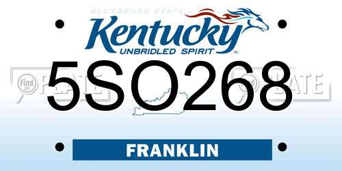 5SO268 Kentucky License Plate