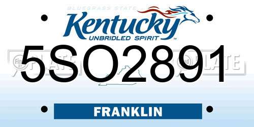 5SO2891 Kentucky License Plate