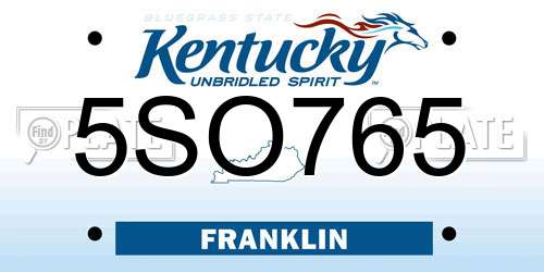 5SO765 Kentucky License Plate