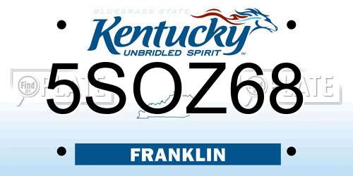 5SOZ68 Kentucky License Plate