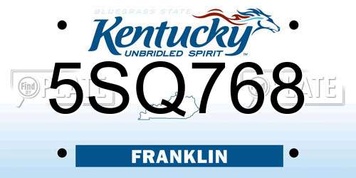 5SQ768 Kentucky License Plate