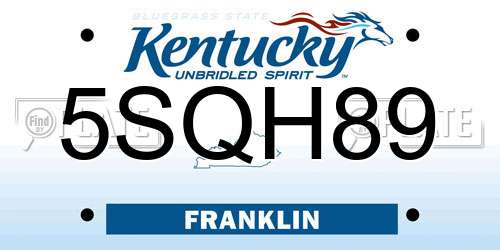 5SQH89 Kentucky License Plate